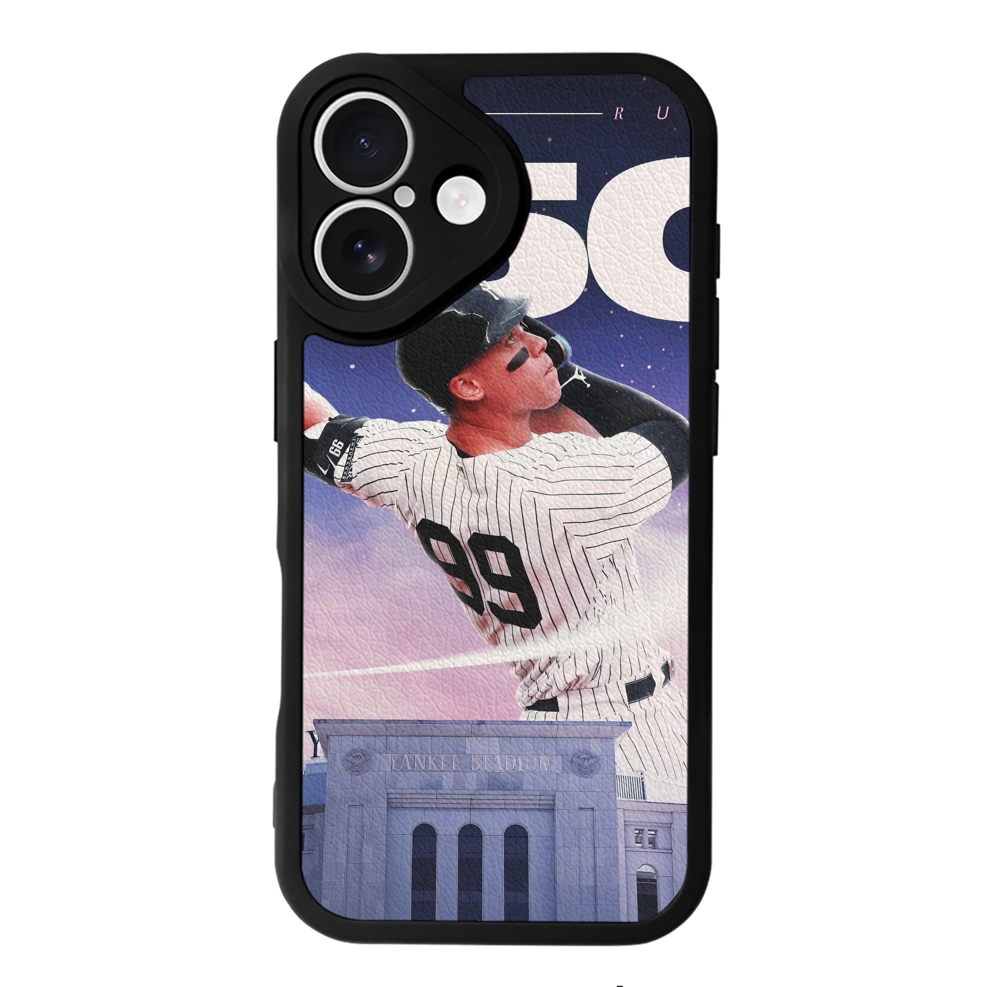 Aaron Judge 250 Home Runs IPhone 16 Silicone Leather Case – UV Print, Lambskin Texture – Perfect Fit, Wireless Charging Compatible, Scratch Resistant, Precise Cutouts – Stylish Protection For IPhone 16